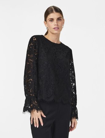 YAS Yasperla Ls Lace Top S. Noos - Black - XS