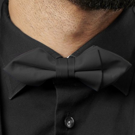 Black Basic Pointy Pre-Tied Bow Tie for Men - Pre-tied bow ties