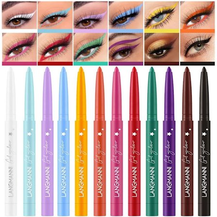 12 Farger Matt Eyeliner Sett, Fargerik Regnbue Neon Eyelinerpenn, Glatt, Vannfast, Smudgeproof, Varig Gel Eyeliner