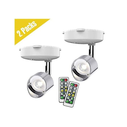 2-pack Trådlös Spotlight, Batteridriven Accentbelysning för Tavlor, Mini LED-Bildbelysning, Vägglampa, 4000K Ljus, 80 Lumen (Silver)