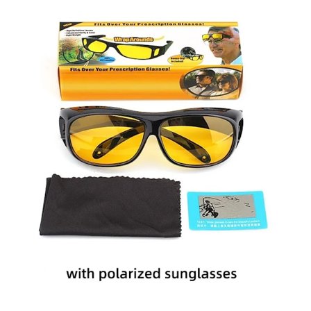 Polariserte solbriller for dag- og nattkjøring, antirefleks solbriller for menn og kvinner, høydefinisjons nattbriller, innpakningsbriller