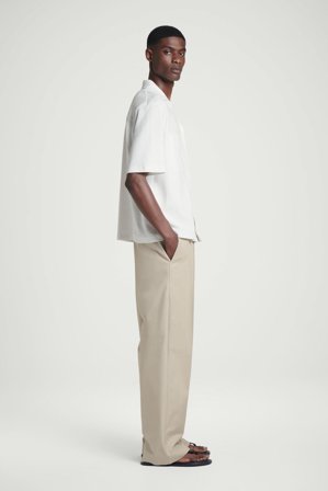 COS Men's Camicia Resort In Cotone Seersucker in Bianco