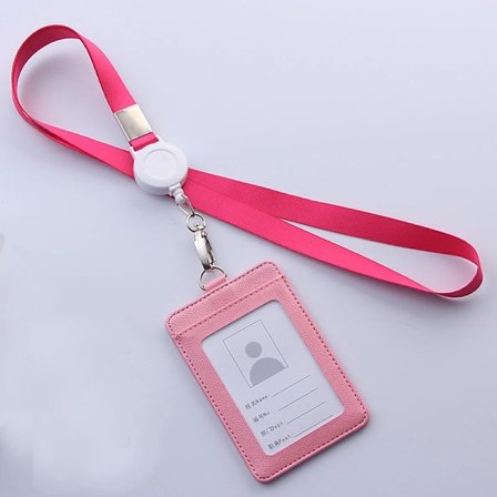 Infällbara nyckelband ID-bricka Hållare Läder Bank Bus Pass Case Cover Män Dam Bank Kreditkortshållare Rem Korthållare