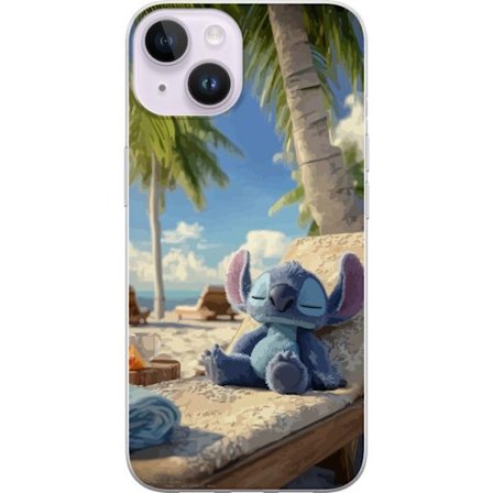 Apple iPhone 15 Gjennomsiktig deksel Disney Stitch kramar sköldpadda tropisk strand
