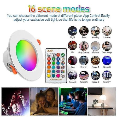 (Sæt med 4) 10W LED indbygningsspots (60W svarende til) RGB farveændring Variation Farve RGBW IP44 Varm hvid 2700K Rund dæmpbar indbygningsspots af