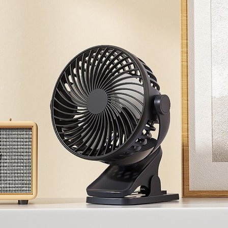 USB Clip Fan Skrivebordslampe Lille Ventilator Bærbar Udendørs Clip Fan Hjemmekontor Kollegium Seng Opladning (Sort)