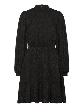 Jacquard Flounce Dress Black Bubbleroom