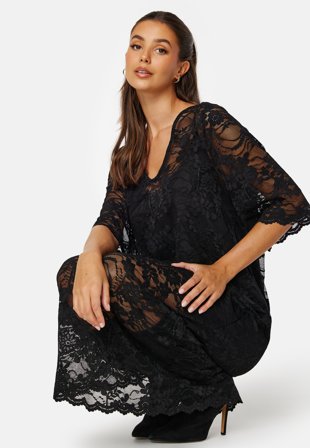 VILA Vilorna 2/4 Lace Midi Dress Black Klær