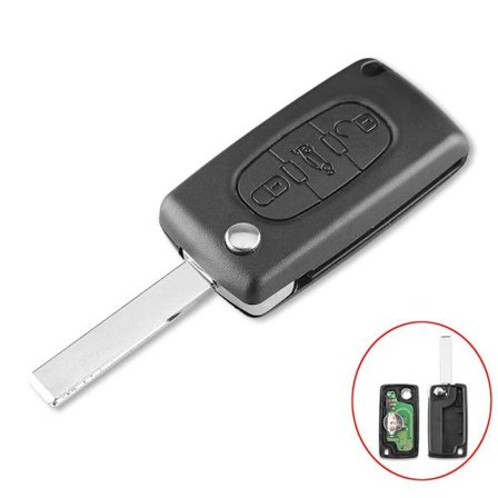 3-knapps fjärrnyckel CE0523 433MHz ID46 chip HU83 för Peugeot