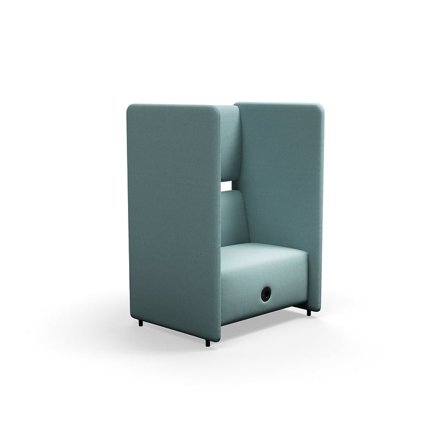Fåtölj CLEAR SOUND, 1,5 sits, med USB/220V-uttag, tyg Pod CS, turkos