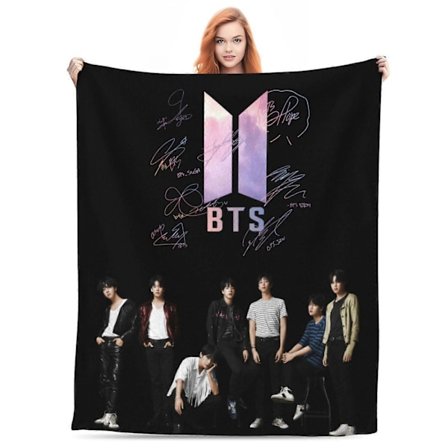 Kpop BTS Tæppe Blødt Hyggeligt Let Holdbart Plys BTS Kastetæppe Kpop BTS Flannel Fleece Tæppe til Fans Kpop Lov-SYS26310[D]