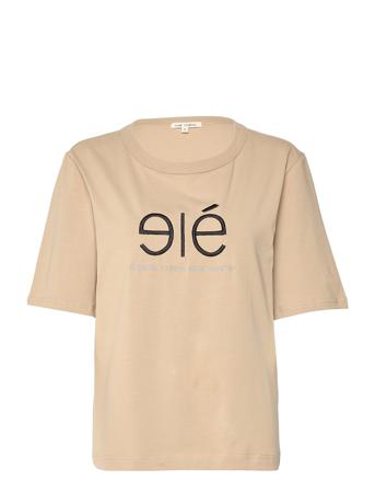 Eslucia Ss Loose T-Shirt T-shirt Top Beige Esme Studios