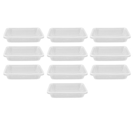 10 st 500 ml engångs mikrovågsugnssäkra transparenta rektangulära matlådor med lock