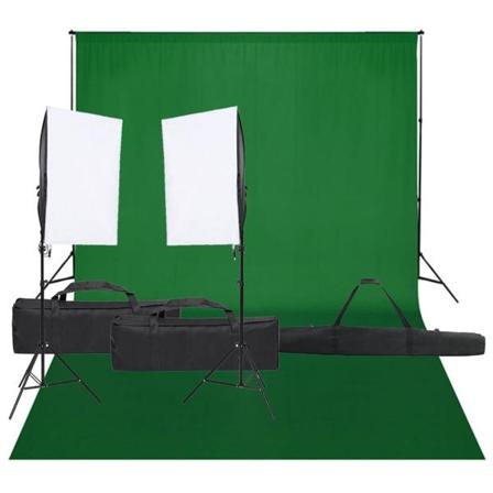 Vidaxl Fotostudio Med Lampor Och Bakgrund Svart