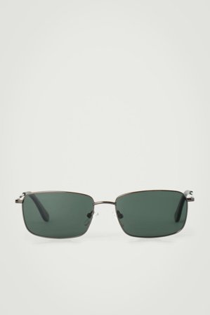 COS Men's Rectangle Wire-Frame Sunglasses in Silver-coloured