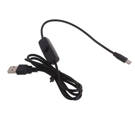 USB-kabel med strömbrytare 5V3A Typ-C till USB A Laddningskabel för Raspberry Pi 4B