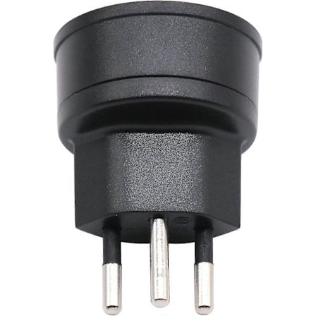 EU till Schweiz / Liechtenstein 2-polig adapter DE/FR/IT/ES 3-polig kontakt för Frankrike / Tyskland besökare (1 styck, svart)