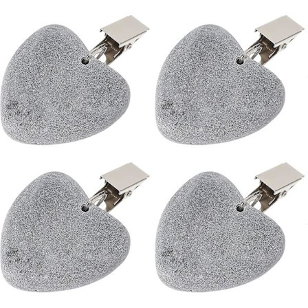 Paket med 4 Hjärtformade Dukvikter i Marmor med Klämma - Sten Dukklämma för Trädgård, Picknick, Bröllop