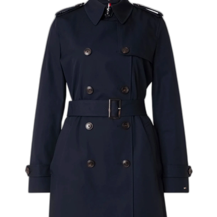 Mörkblå trenchcoat med bälte