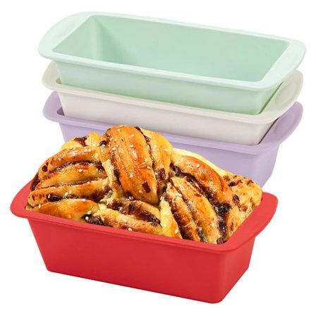 4-Piece Loaf Pan Set, Mini Loaf Pan Non-Stick and Flexible, Ideal for Making Small Bread Cakes and Meatloaf, 19 cm L x 9.4 cm W x 5.3 cm