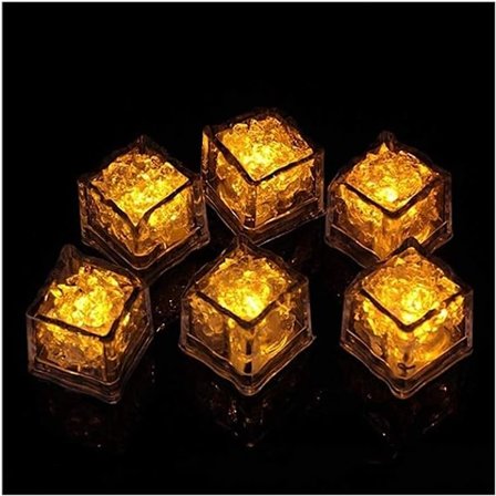 Alternativ 36 st Wholelsale Färgförändrande Glow Led Isbit, Flamlös Led Nedsänkbar Ljus Gul Vit Flash Ljus för Fest Bar Förinstallerad (