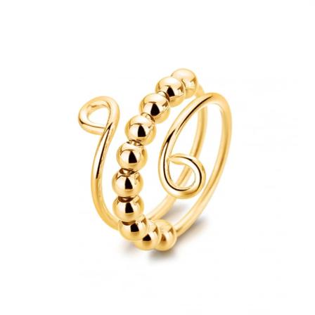 Unik Spinner Fidget Pärlring för Ångest för Kvinnor Flickor Spiral Rotera Fri Smycken Virka Loop Stickning Expanderbar 0,79 tum guld