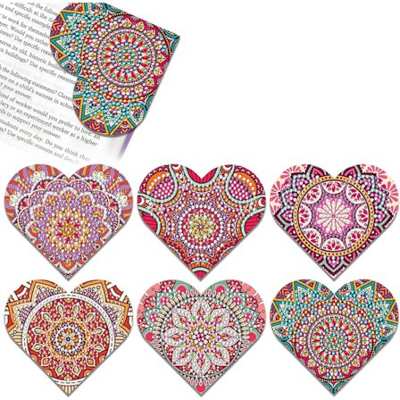 5D Diamant Kunst Malebog Bogmærker 6 Hjerter Bogmærke med Krystal Vedhæng Diamant Kunst 6 7 8 9 10 12 Årige Piger Gaver Børne Kunst og Håndværk Sæt 