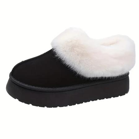 Alla estetiska termiska plyschfodrade pälsfodrade snöstövlar, casual mångsidiga mockalågskurna ankelstövlar, rund tå bekväma preppy varma 