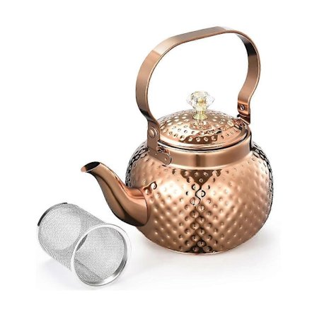 Rostfritt Stål Tekanna med Infuser 1,2 L, Kanne Tekanna med Avtagbar Filter - för Att Sila Te Eller