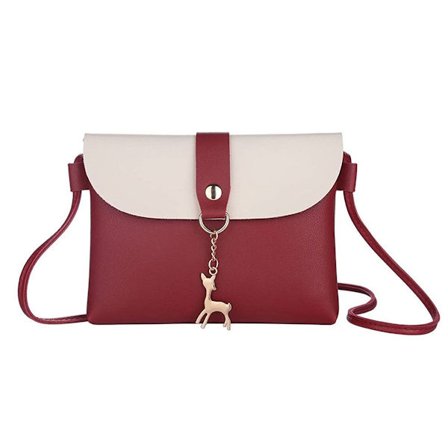 Liten axelväska, liten plånbok i PU-läder för kvinnor och röd