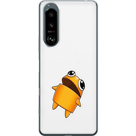 Yhteensopiva Puhelinkuori Sony Sony Xperia 5 III Oranssi piirretty hahmo, jolla on suuret silmät ja dynaaminen asento leikkisässä tyylissä