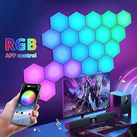 LED-heksagonlys RGB Bluetooth Innendørs Vegg App-kontroll