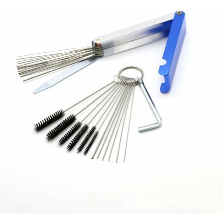 Förgasarrengöringsset - 13 rengöringsstavar, 6 nålar + 6 nylonborstar