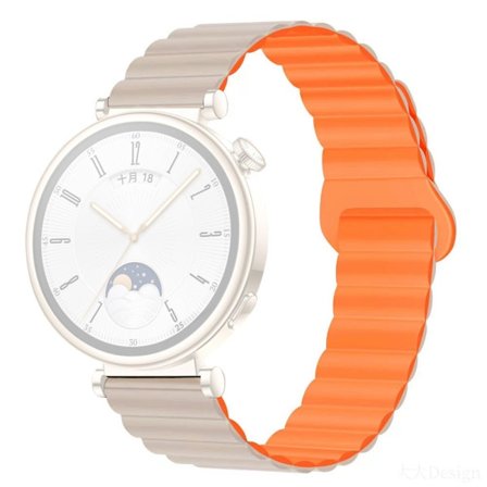 Garmin Forerunner 265S / 255S / Venu 2S Silicone Watch Band 18mm Magnetic Wrist Strap - Stjernelys / Orange