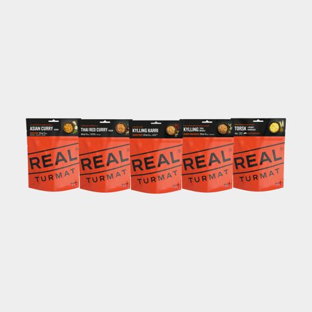 Confezione grande cibo liofilizzato / cibo da campeggio Real Turmat Pacchetto asiatico, 5-pack, 2390 grammi