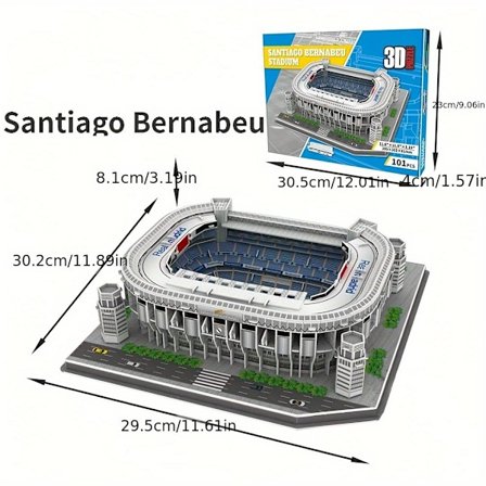 En stor 3D-papirstadionpuslemodel til passionerede fodboldfans, der kan kæmpe med dit hjemmehold