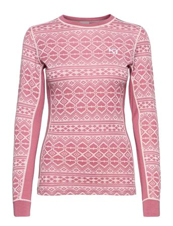 Hjerte Ls Base Layer Tops Rosa Kari Traa