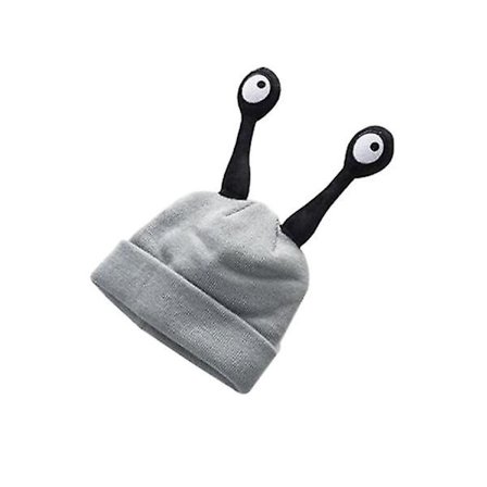 Varmt höst vinter nyhet stickad mössa mössa för barn snigel horn insekt tentakel mössa (ljusgrå)