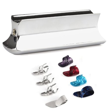 Stål Tone Bar for Gitar Slide, med Celluloid og Rustfritt Stål Tommel- og Fingerplukking