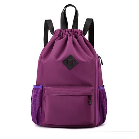 Vanntett ryggsekk med snøring, gymsekk med sidelomme - Lett sportsbag for trening, svømming og reise