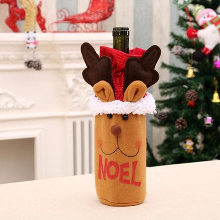 Julröd vinflaska väska lock bord fest dekor bord vinflaska lock för dekoration julklapp