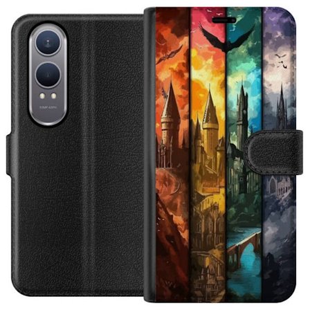 Kompatibel Tegnebogsetui til OnePlus OnePlus Nord CE4 Lite Fire magiske slotte i forskellige elementfarver, episk fantasykunst med ild vand luft og mÃ