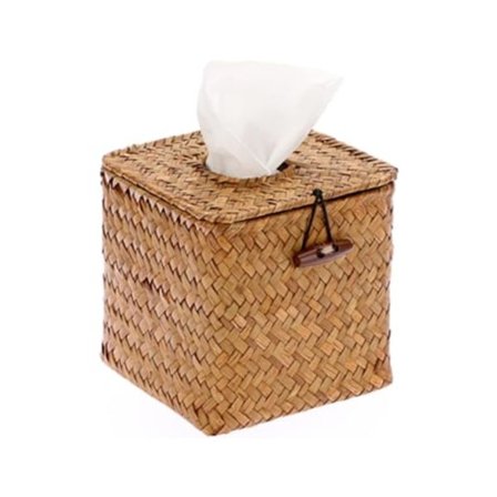 Fyrkantig ansiktsservettlåda gjord av sjögräs, dekorativ, rotting, pappershållare, organizer, servetthållare, karamell, Beijiyi