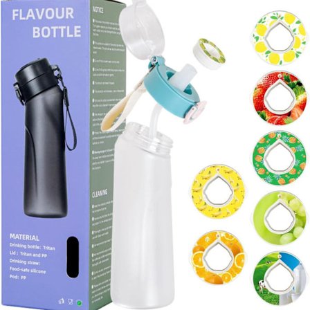 Sokeriton, kaloriton, hedelmätuoksuinen Sport Upp uudella ponnahduskannella, 750 ml, kuppi 7 vaihdettavalla makurenkaalla – valkoinen