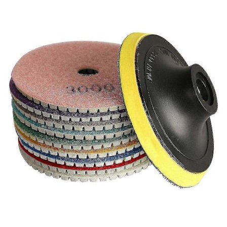 Våta diamantpoleringsdynor, set om 10 delar, 4-tums poleringskit för granitsten, kvarts, marmorgolvslipmaskin eller polermaskin