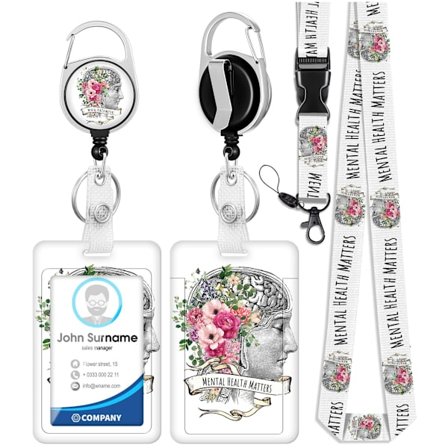 Medicinsk Badge Holder Sæt, Mental Sundhed Design Udtrækkelig Rulle med Nøglering til Læger Sygeplejersker Klinikker