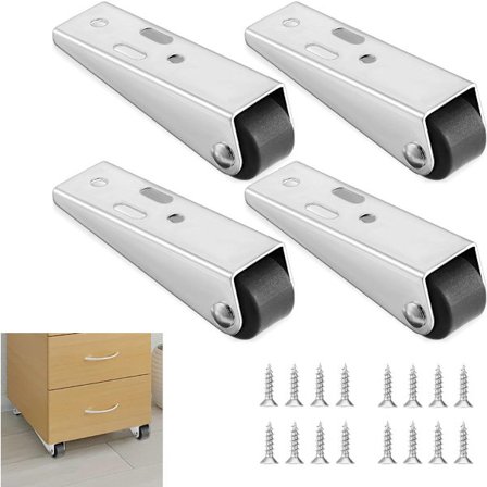 4-osainen matala pyöräsarja, pieni kiinteä minipyörä ruuveilla, pysty-/vaakasuora asennus, sivukiinnitteinen pyörä huonekaluille, pienille laitteille,