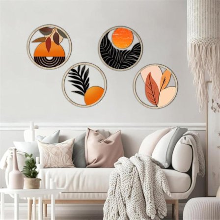 4 stk. Boheme Træskulptur Vægdekoration Sort Kat Moderne Vægkunst til Stue_OF