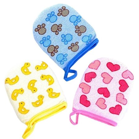 3 st Baby Badsvamp Barn Duschvante Bomull Nyfödd Badsvamp Dusch Barn Badborste Bomullsskrubb