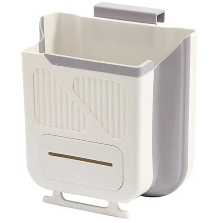 Hængbar skraldespand - Foldbar skraldespand med 7 liters kapacitet - Kompakt design - Passer til køkken, badeværelse, skabslåger, autocampere, biler 